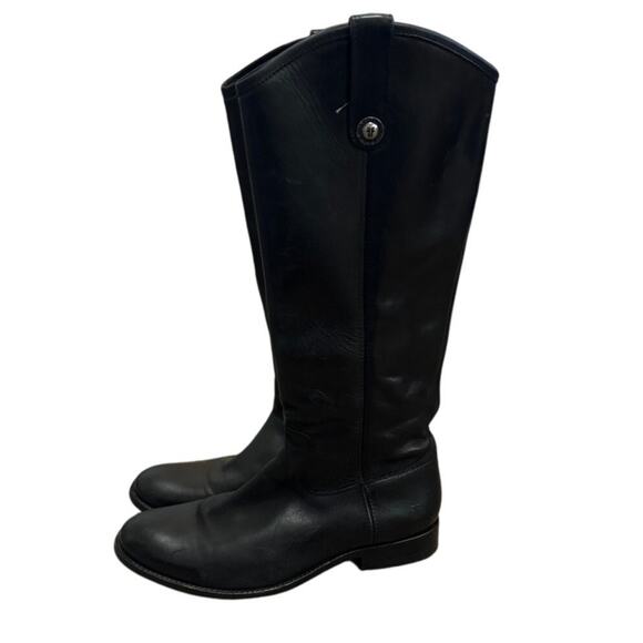 Frye Melissa Button Tall Black Leather Boots Inside Zip Size 9 Riding - Picture 1 of 8